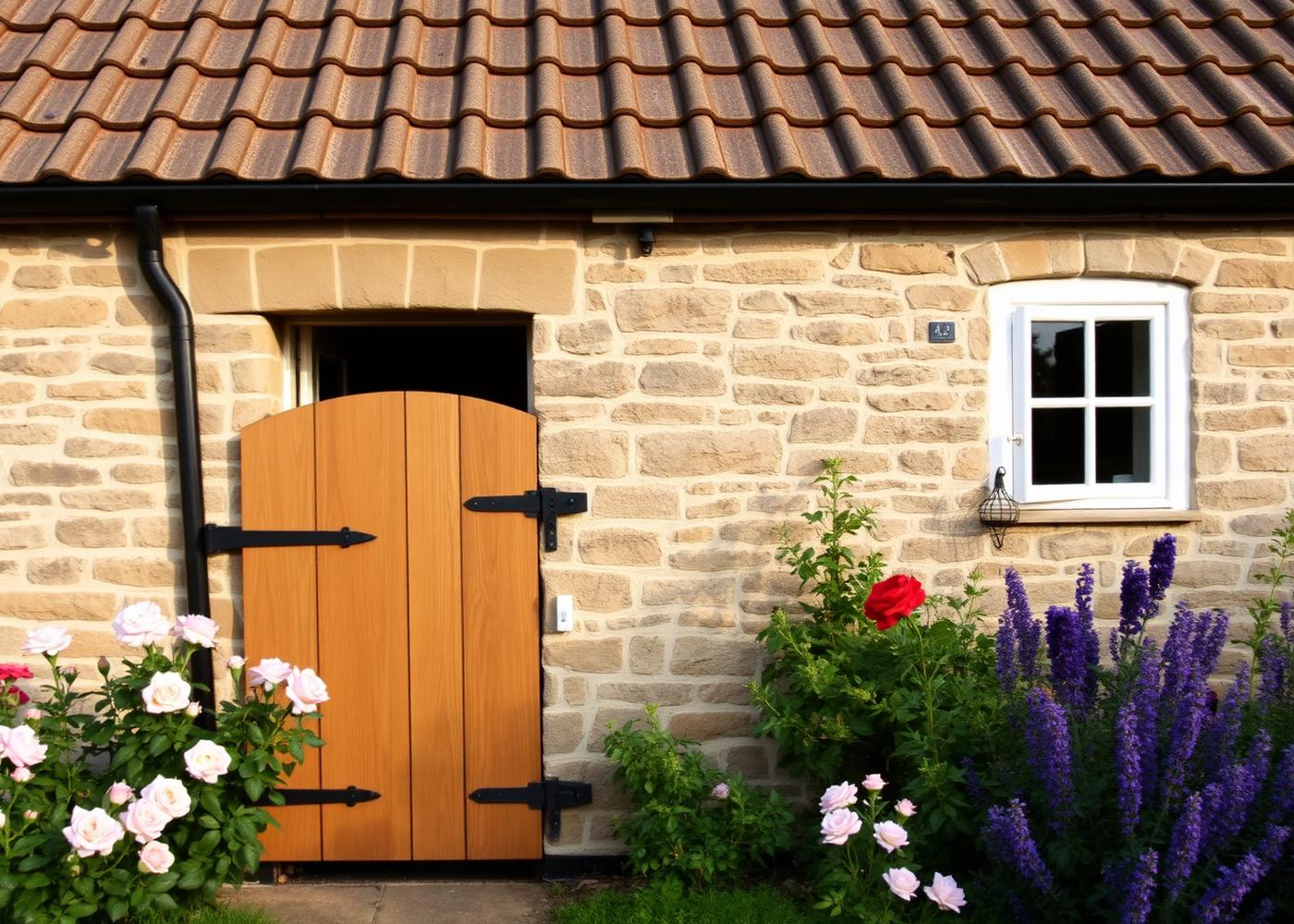 A traditional Yorkshire sandstone cottage with a pantile roof